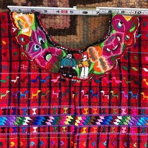 Hand Embroidered Huipil Flower Top Mexican Guatemalan, L/XL